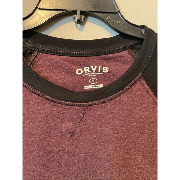 Orvis shirt Men lg Red Black Long Sleeve Rayon Blend Adult Lightweight - Picture 4 of 4